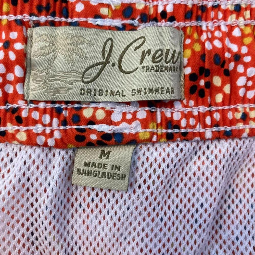 J. Crew Swim Trunks Mens‎ Sz M Orange White Floral Board Mesh Lined Drawstring